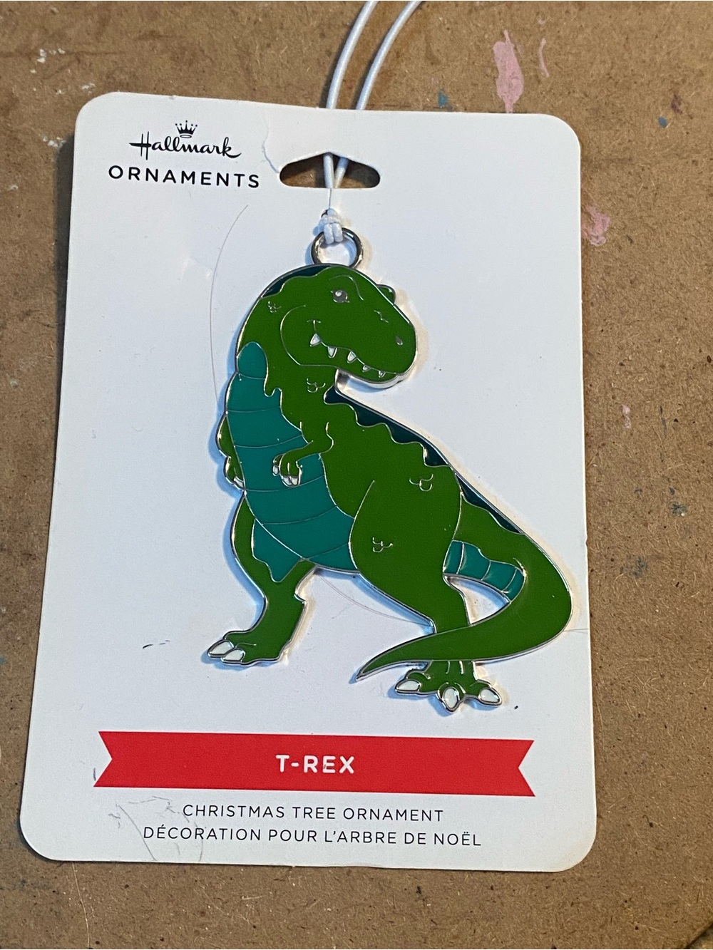 Hallmark Green & Teal T-Rex Metal Ornament